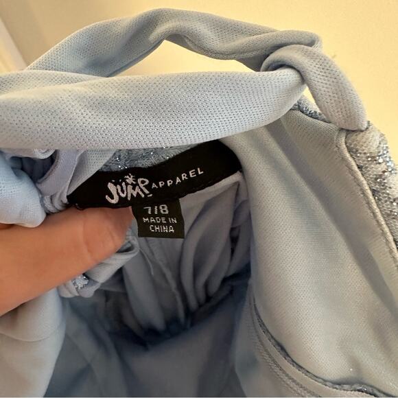 NWT JUMP Apparel Blue Glitter Lace Strapless Maxi Gown 7/8 - Picture 8 of 11